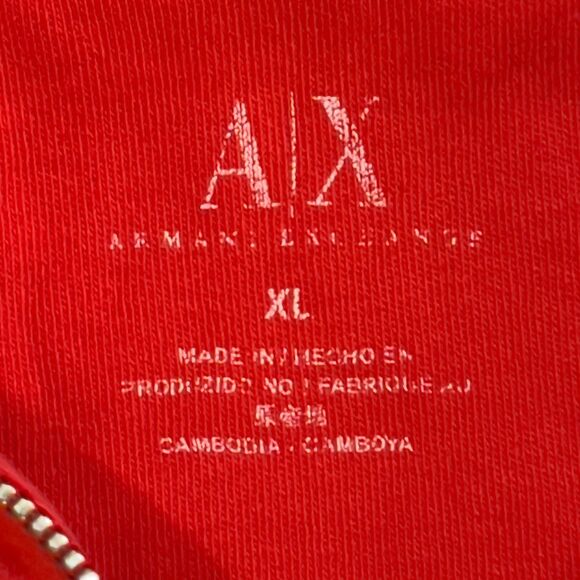 Vintage 90s AX Armani Exchange LoGo Sleeveless Red Sweatshirt Hoodie Vest - XL - Picture 4 of 7